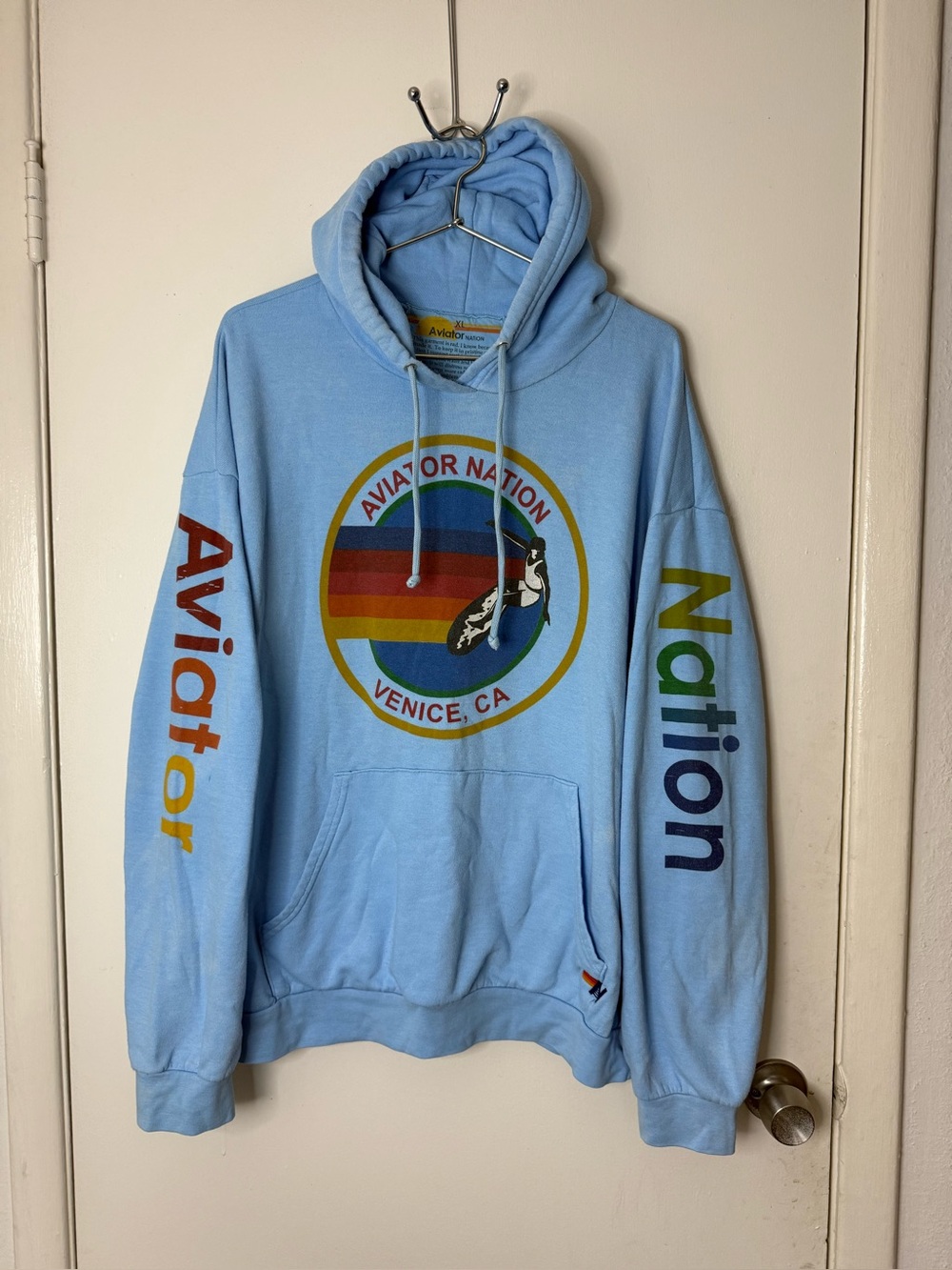 Aviator Nation light blue pop over hoodie XL